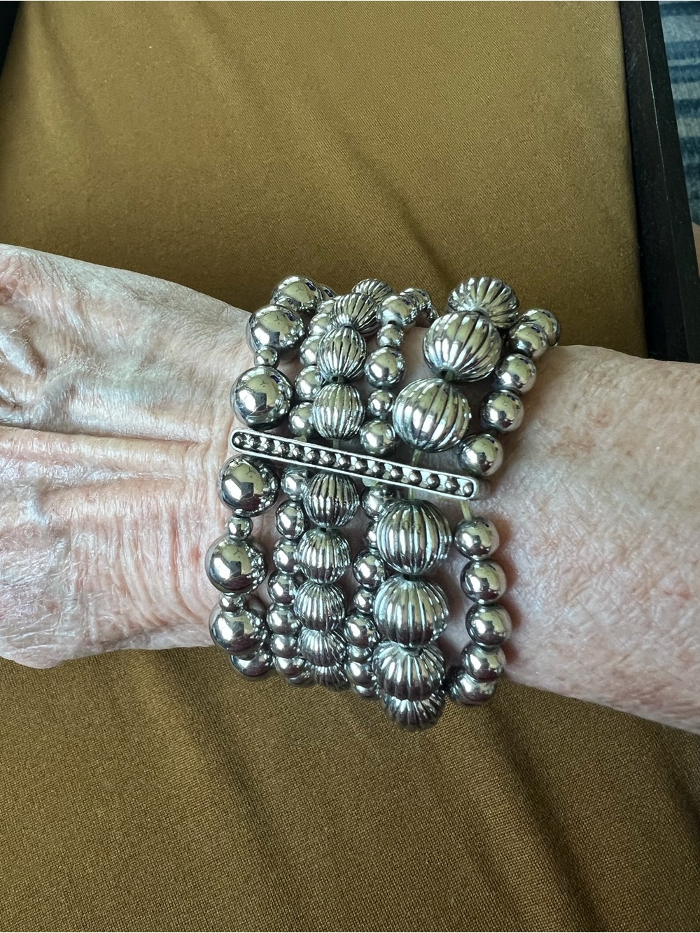 Chunky Silver Beaded Stretch Bracelet by Premier Designs